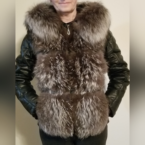 Leather Fox Jacket 3 In 1 With Removable Vest Lining - Picture 5 of 16